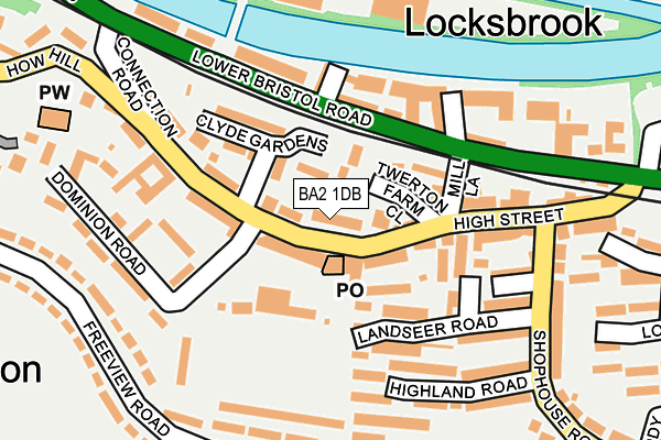 BA2 1DB map - OS OpenMap – Local (Ordnance Survey)