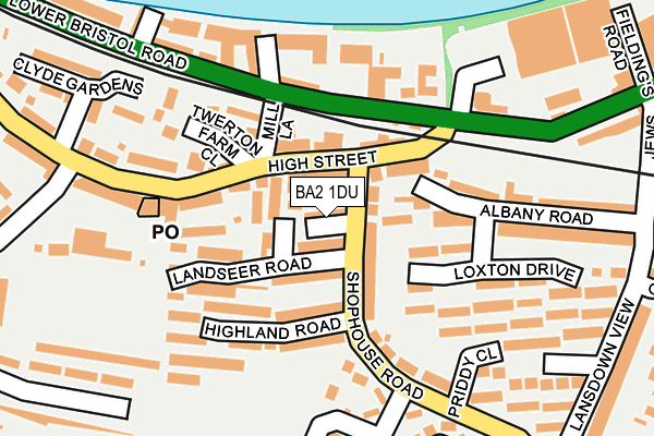 BA2 1DU map - OS OpenMap – Local (Ordnance Survey)