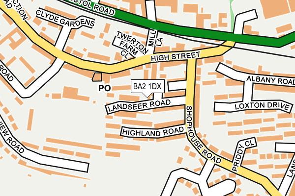 BA2 1DX map - OS OpenMap – Local (Ordnance Survey)