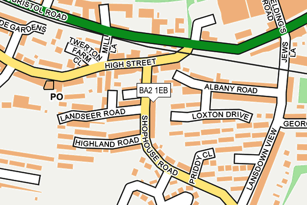 BA2 1EB map - OS OpenMap – Local (Ordnance Survey)