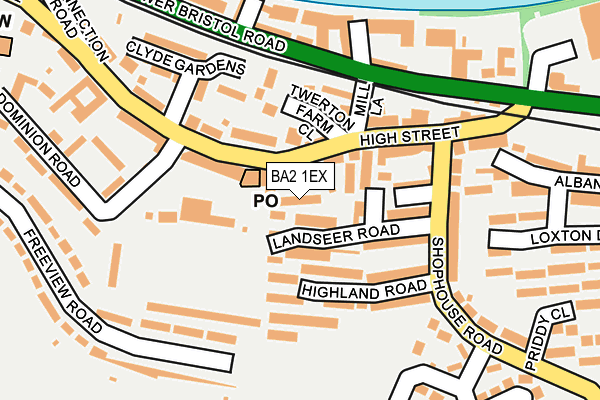 BA2 1EX map - OS OpenMap – Local (Ordnance Survey)
