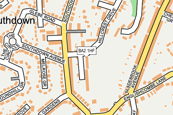 BA2 1HF map - OS OpenMap – Local (Ordnance Survey)