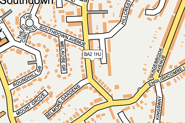 BA2 1HJ map - OS OpenMap – Local (Ordnance Survey)