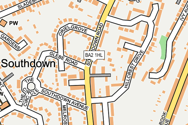 BA2 1HL map - OS OpenMap – Local (Ordnance Survey)