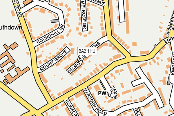 BA2 1HU map - OS OpenMap – Local (Ordnance Survey)