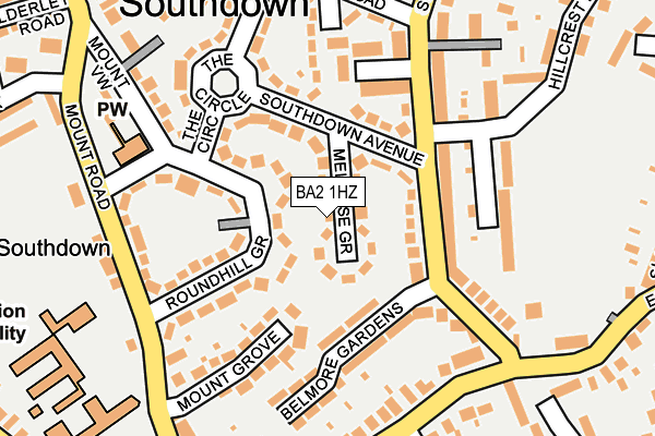 BA2 1HZ map - OS OpenMap – Local (Ordnance Survey)