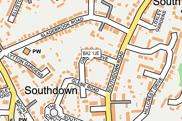 BA2 1JE map - OS OpenMap – Local (Ordnance Survey)