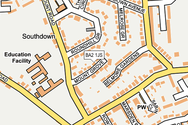 BA2 1JS map - OS OpenMap – Local (Ordnance Survey)