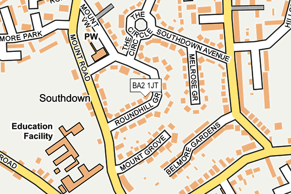 BA2 1JT map - OS OpenMap – Local (Ordnance Survey)