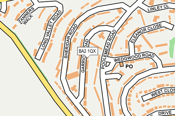 BA2 1QX map - OS OpenMap – Local (Ordnance Survey)