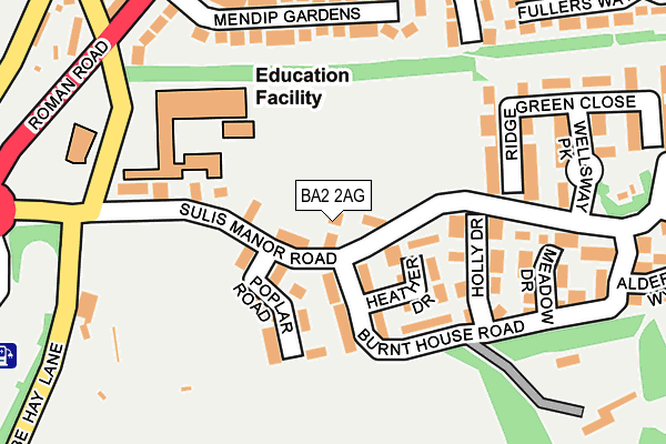 BA2 2AG map - OS OpenMap – Local (Ordnance Survey)