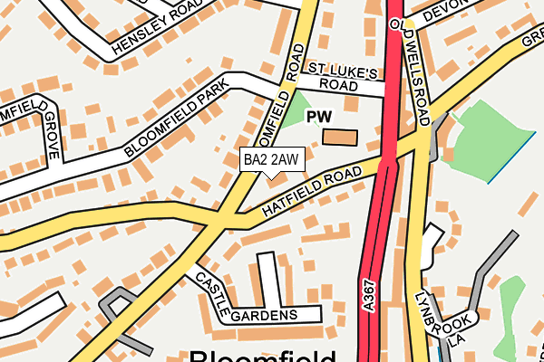 BA2 2AW map - OS OpenMap – Local (Ordnance Survey)