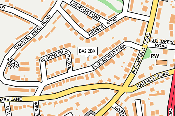 BA2 2BX map - OS OpenMap – Local (Ordnance Survey)