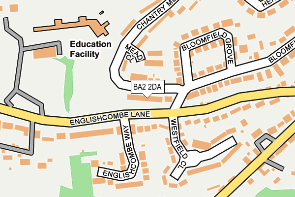 BA2 2DA map - OS OpenMap – Local (Ordnance Survey)