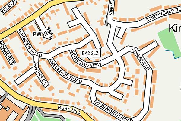 BA2 2LZ map - OS OpenMap – Local (Ordnance Survey)