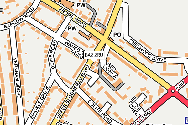 BA2 2RU map - OS OpenMap – Local (Ordnance Survey)