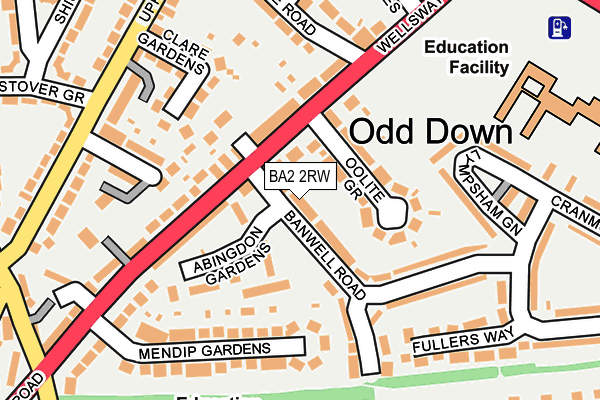 BA2 2RW map - OS OpenMap – Local (Ordnance Survey)