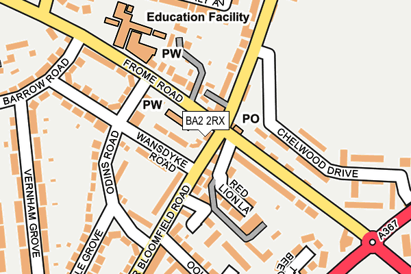 BA2 2RX map - OS OpenMap – Local (Ordnance Survey)