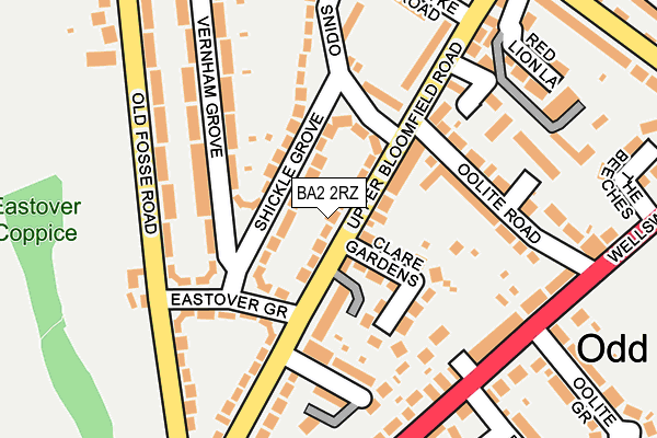 BA2 2RZ map - OS OpenMap – Local (Ordnance Survey)