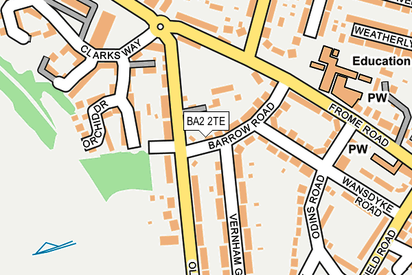 BA2 2TE map - OS OpenMap – Local (Ordnance Survey)