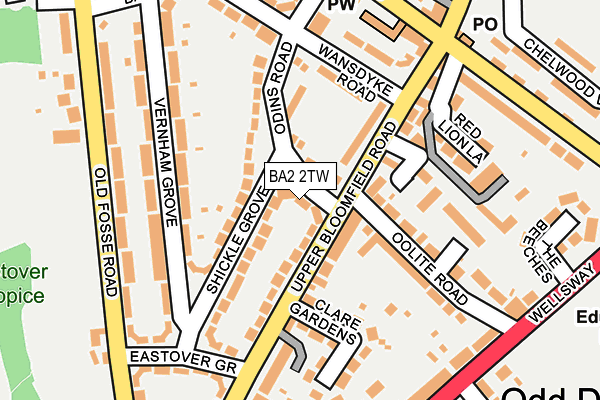 BA2 2TW map - OS OpenMap – Local (Ordnance Survey)