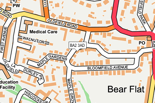 BA2 3AD map - OS OpenMap – Local (Ordnance Survey)