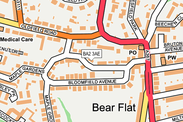 BA2 3AE map - OS OpenMap – Local (Ordnance Survey)
