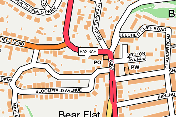 BA2 3AH map - OS OpenMap – Local (Ordnance Survey)