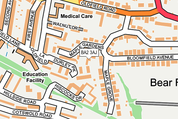 BA2 3AJ map - OS OpenMap – Local (Ordnance Survey)