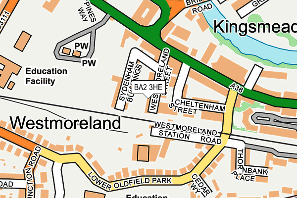 BA2 3HE map - OS OpenMap – Local (Ordnance Survey)