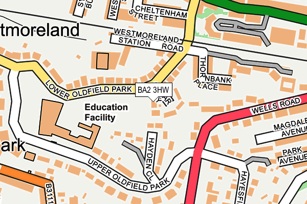 BA2 3HW map - OS OpenMap – Local (Ordnance Survey)