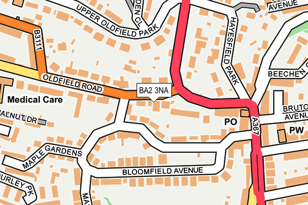 BA2 3NA map - OS OpenMap – Local (Ordnance Survey)