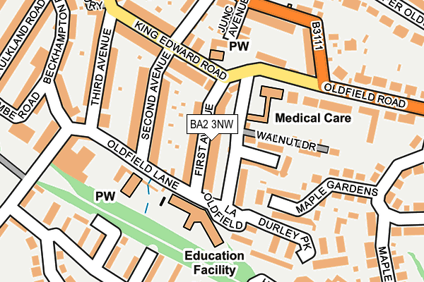 BA2 3NW map - OS OpenMap – Local (Ordnance Survey)