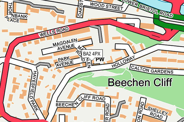 BA2 4PX map - OS OpenMap – Local (Ordnance Survey)