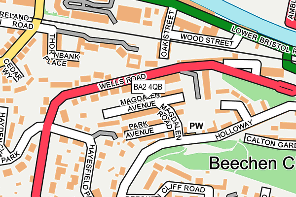 BA2 4QB map - OS OpenMap – Local (Ordnance Survey)
