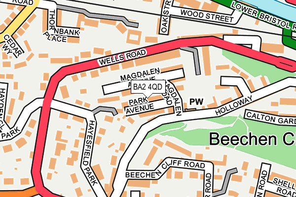 BA2 4QD map - OS OpenMap – Local (Ordnance Survey)