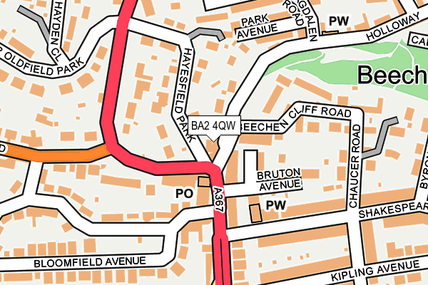BA2 4QW map - OS OpenMap – Local (Ordnance Survey)