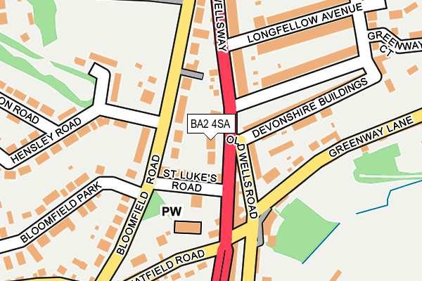 BA2 4SA map - OS OpenMap – Local (Ordnance Survey)