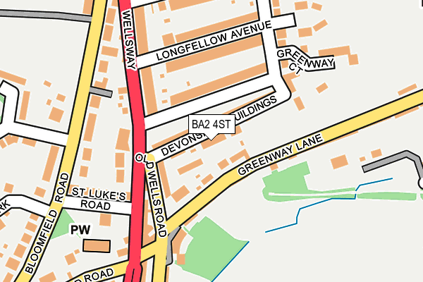 BA2 4ST map - OS OpenMap – Local (Ordnance Survey)