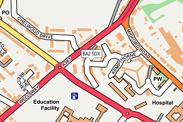 BA2 5DX map - OS OpenMap – Local (Ordnance Survey)