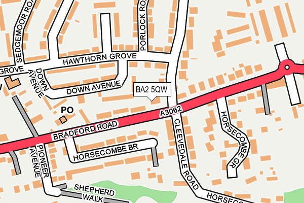 BA2 5QW map - OS OpenMap – Local (Ordnance Survey)