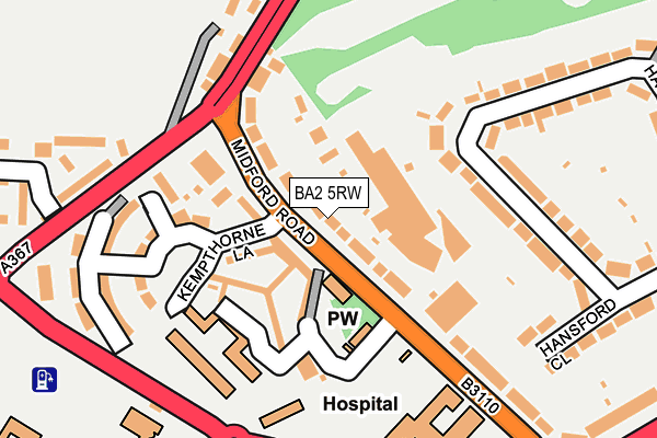 BA2 5RW map - OS OpenMap – Local (Ordnance Survey)