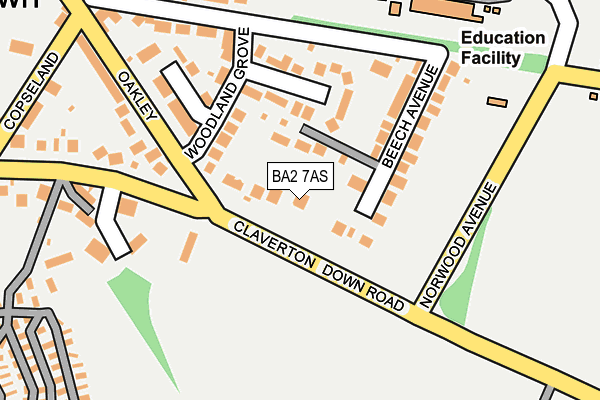 BA2 7AS map - OS OpenMap – Local (Ordnance Survey)