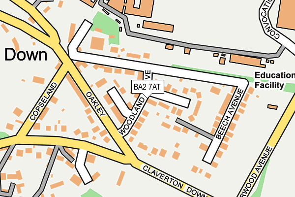 BA2 7AT map - OS OpenMap – Local (Ordnance Survey)