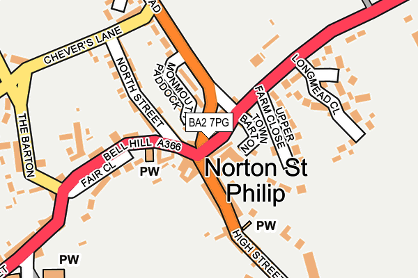 BA2 7PG map - OS OpenMap – Local (Ordnance Survey)