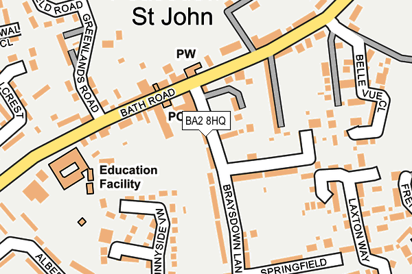 BA2 8HQ map - OS OpenMap – Local (Ordnance Survey)