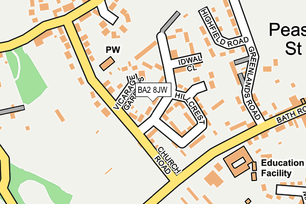 BA2 8JW map - OS OpenMap – Local (Ordnance Survey)