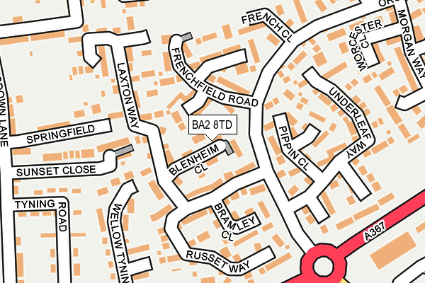 BA2 8TD map - OS OpenMap – Local (Ordnance Survey)