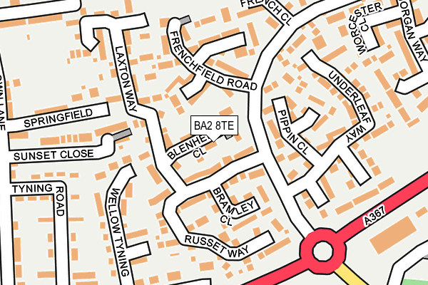 BA2 8TE map - OS OpenMap – Local (Ordnance Survey)