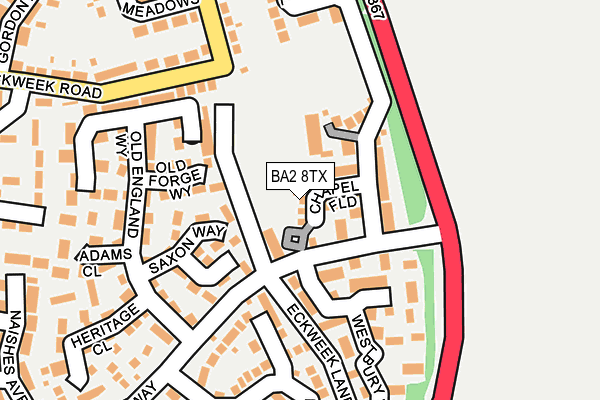 BA2 8TX map - OS OpenMap – Local (Ordnance Survey)